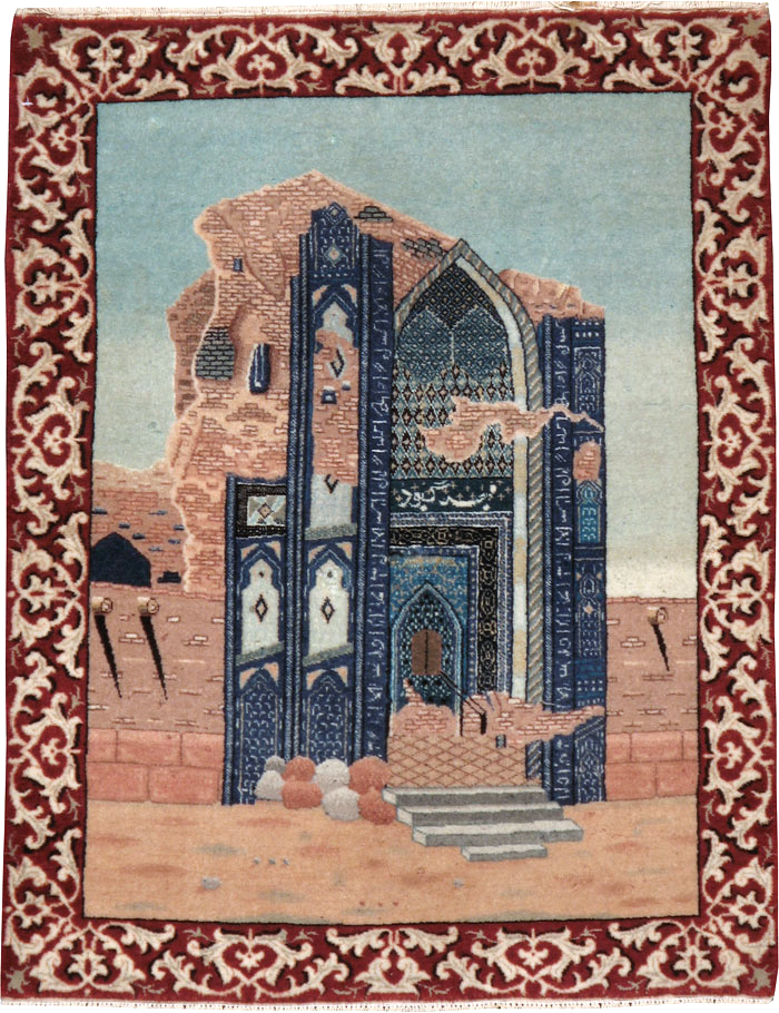 Vintage Persian Tabriz  Pictorial Rug, No.23586 - Staging