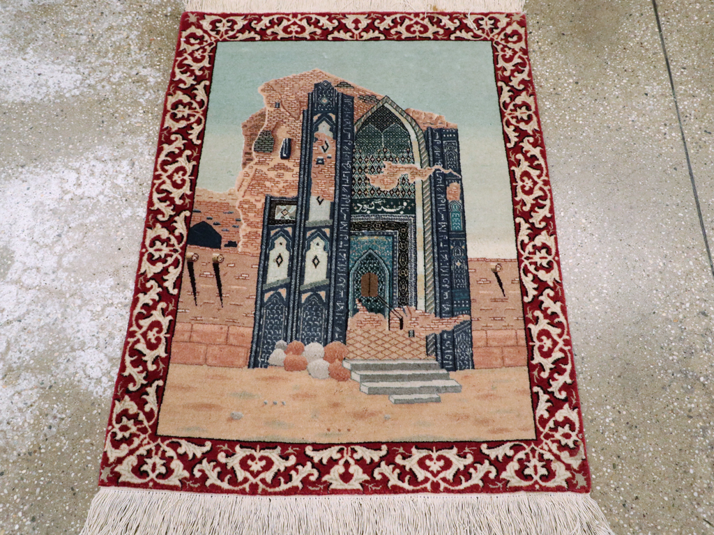 Vintage Persian Tabriz  Pictorial Rug, No.23586 - Staging