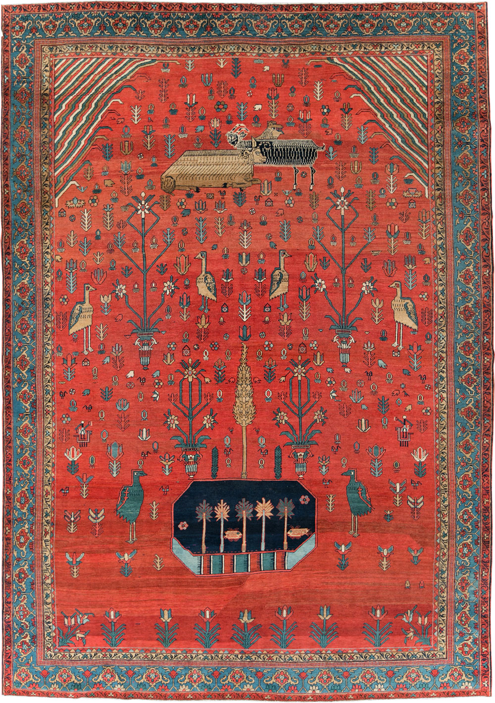 Antique Persian Pictorial Bakshaish Carpet, No.23596 - Staging