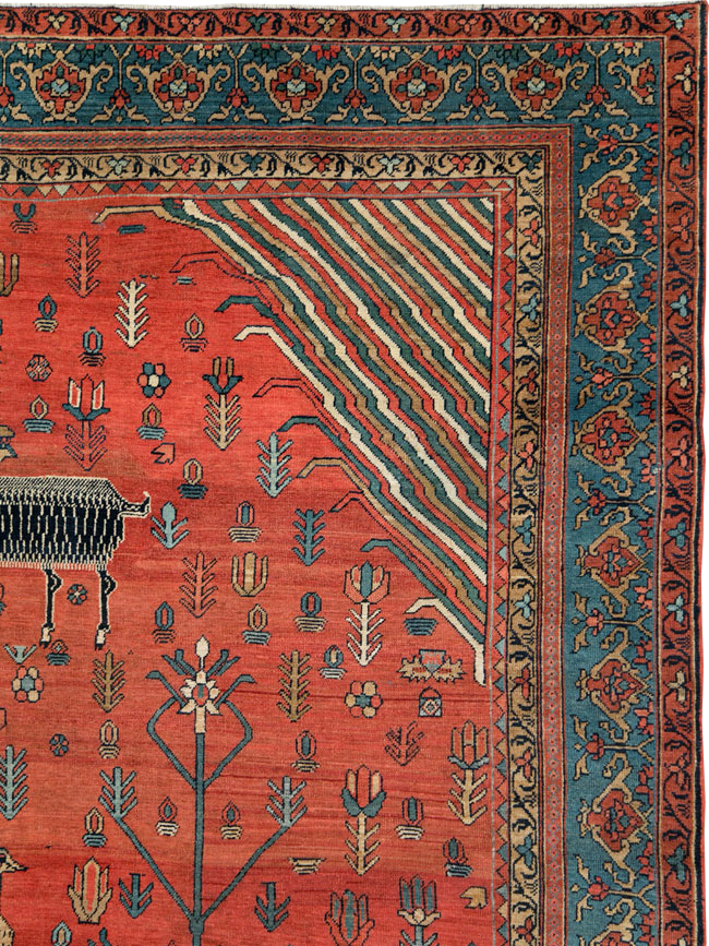 Antique Persian Pictorial Bakshaish Carpet, No.23596 - Staging