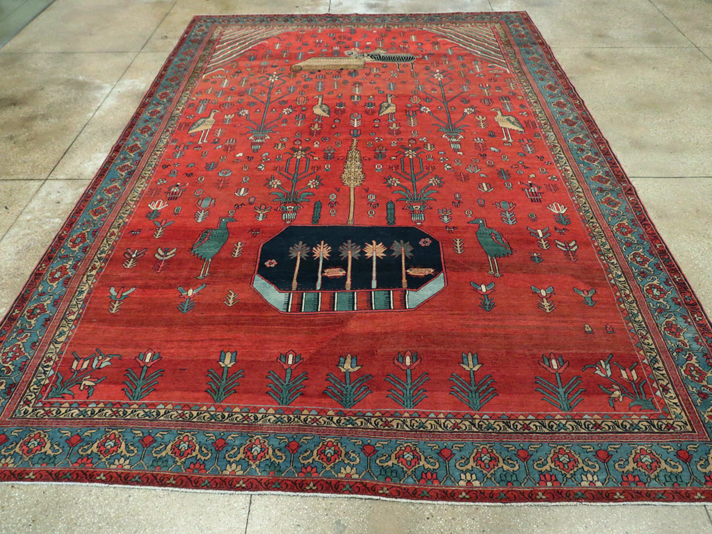 Antique Persian Pictorial Bakshaish Carpet, No.23596 - Staging