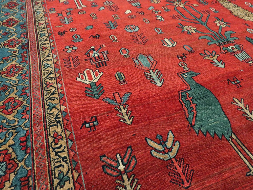 Antique Persian Pictorial Bakshaish Carpet, No.23596 - Staging