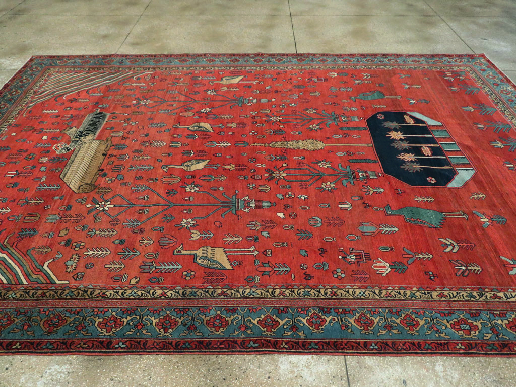 Antique Persian Pictorial Bakshaish Carpet, No.23596 - Staging