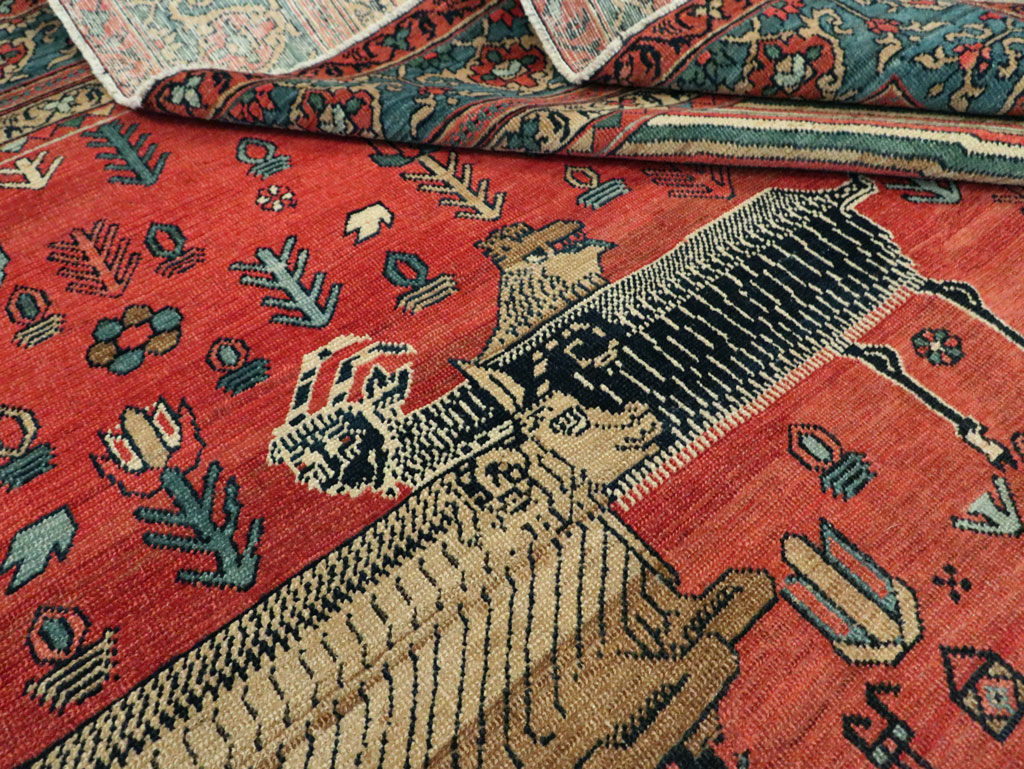 Antique Persian Pictorial Bakshaish Carpet, No.23596 - Staging