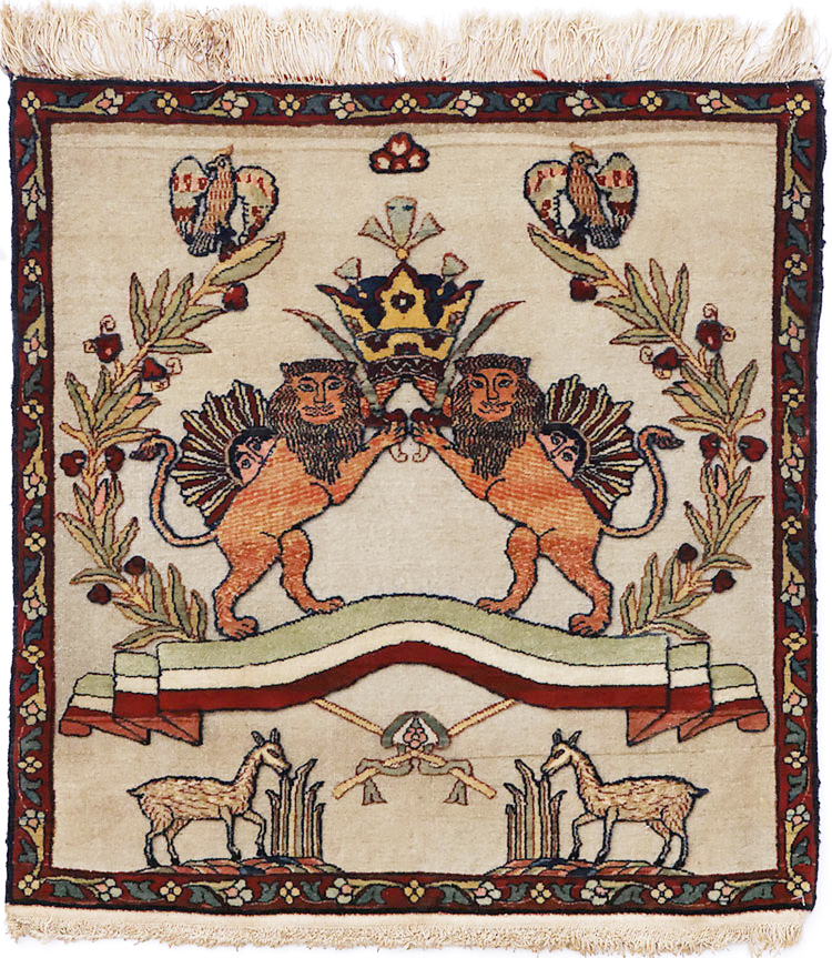 Antique Persian Dabir Kashan Pictorial Rug, No.23598 - Staging