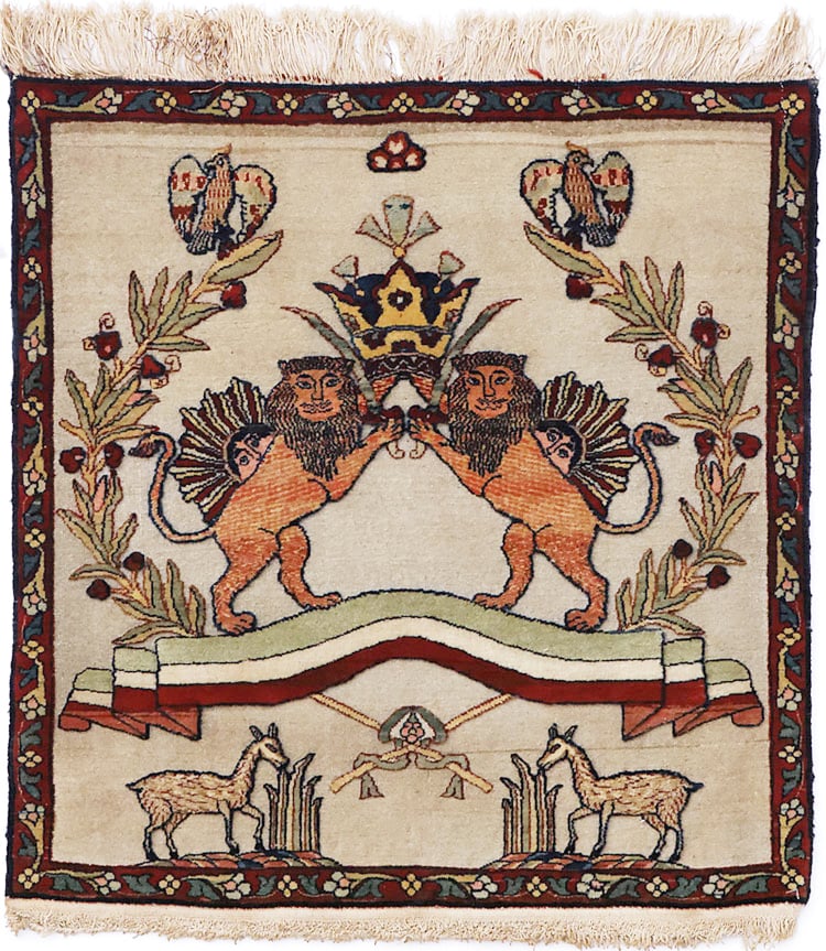 Antique Persian Dabir Kashan Pictorial Rug, No.23598 - Staging