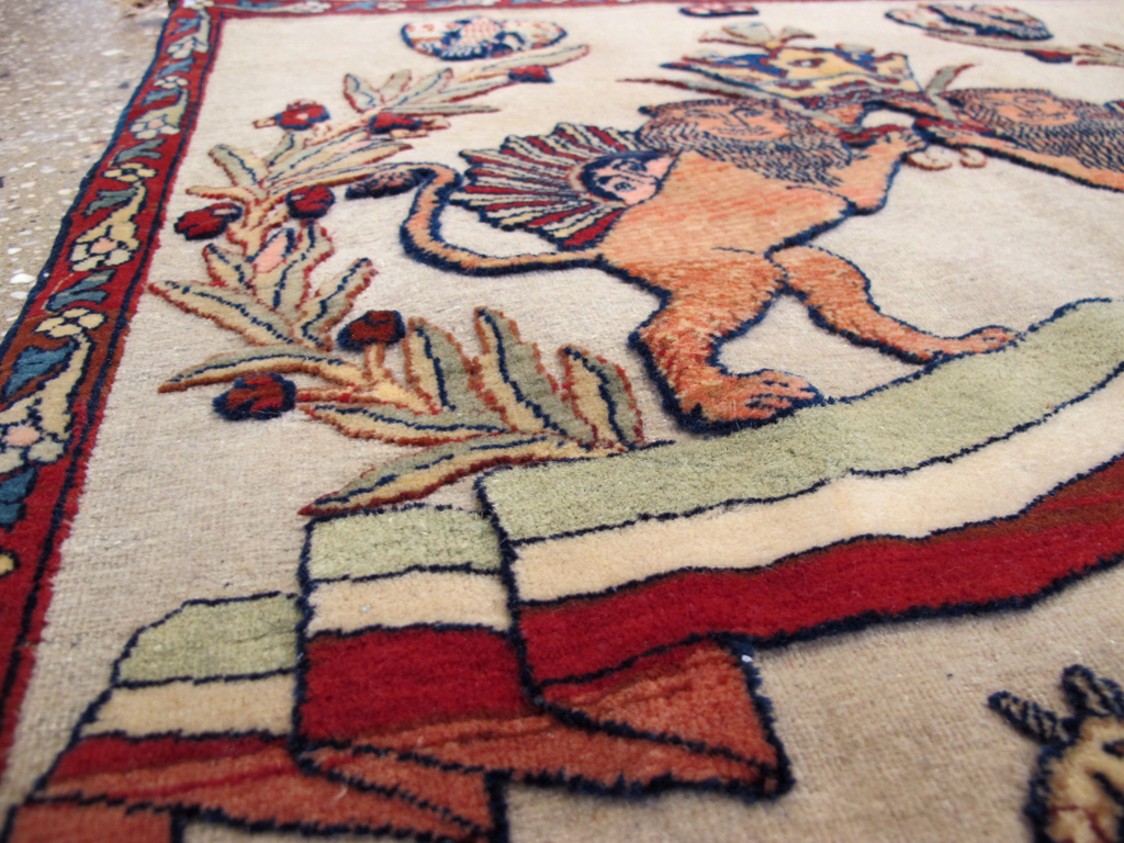 Antique Persian Dabir Kashan Pictorial Rug, No.23598 - Staging