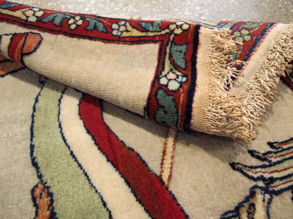 Antique Persian Dabir Kashan Pictorial Rug, No.23598 - Staging