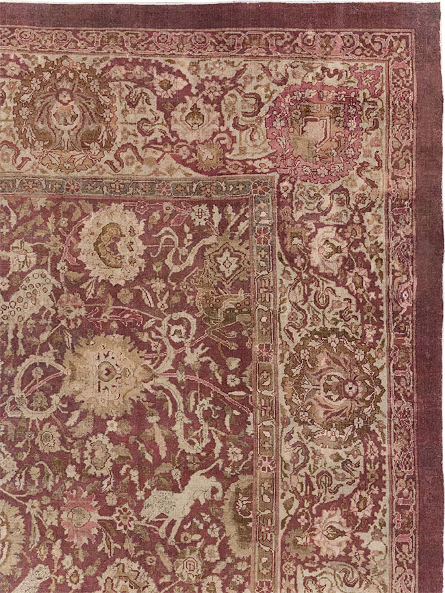 Antique Indian Agra Pictorial Oversize Carpet, No.23611 - Staging