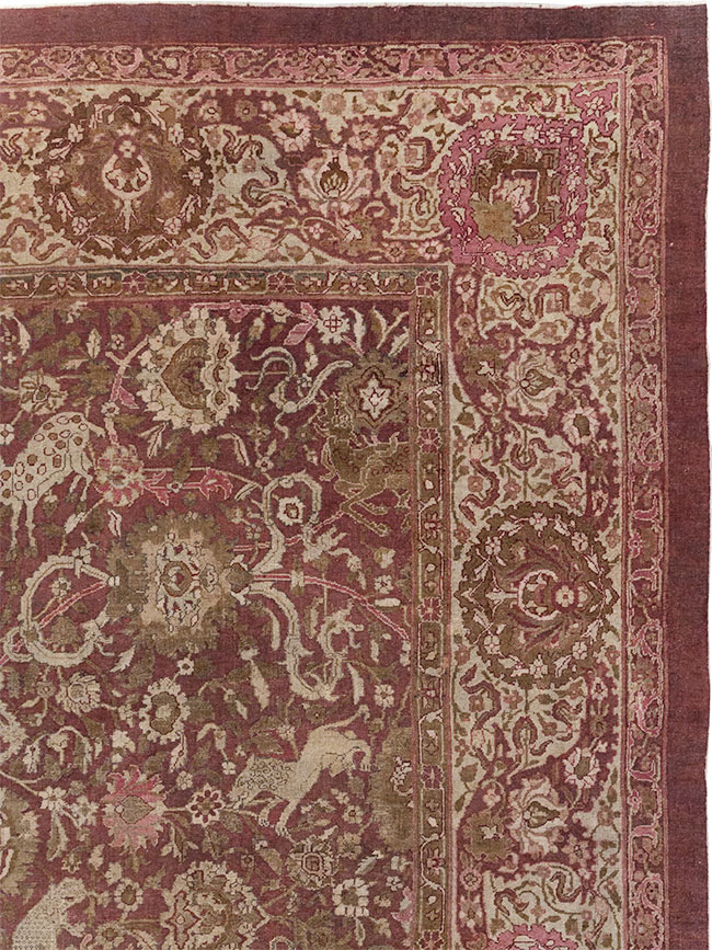 Antique Indian Agra Pictorial Oversize Carpet, No.23611 - Staging