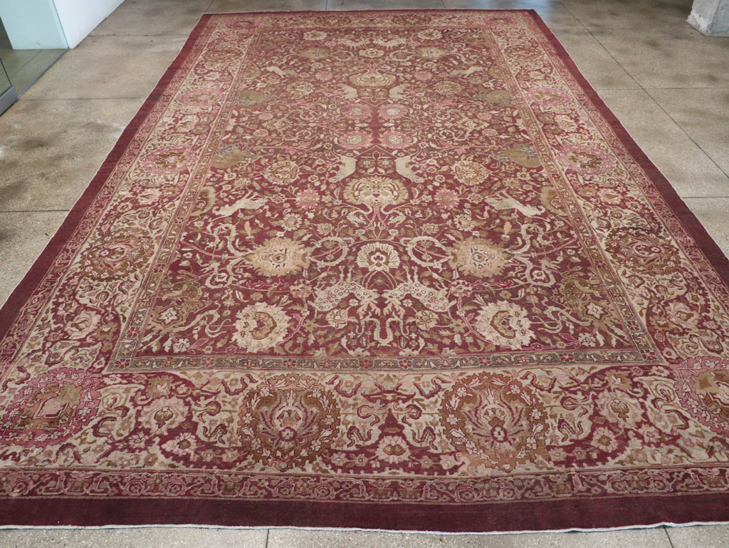 Antique Indian Agra Pictorial Oversize Carpet, No.23611 - Staging