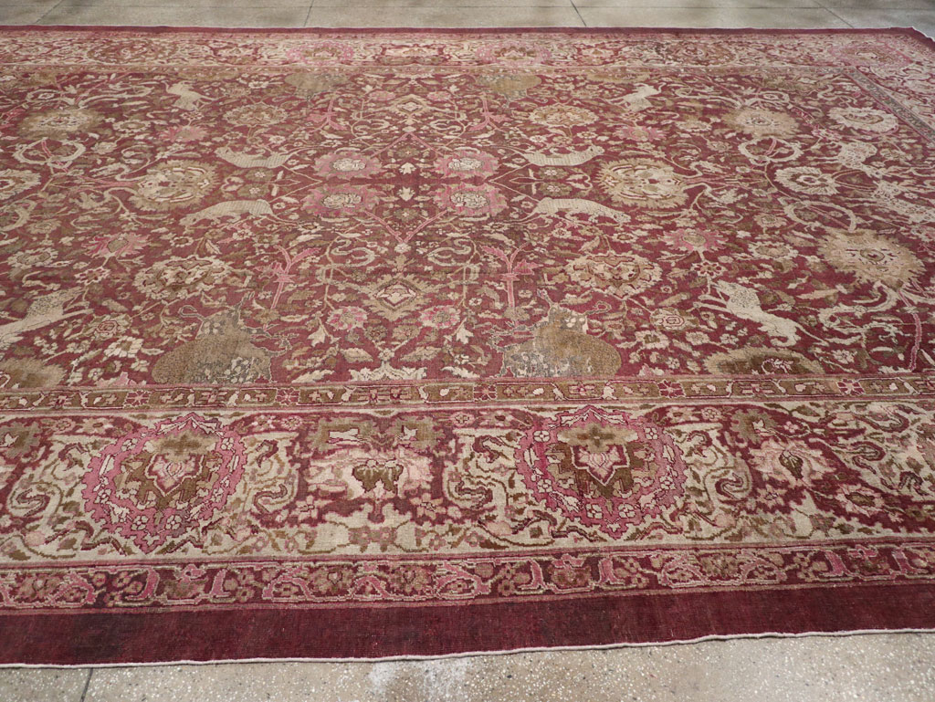 Antique Indian Agra Pictorial Oversize Carpet, No.23611 - Staging