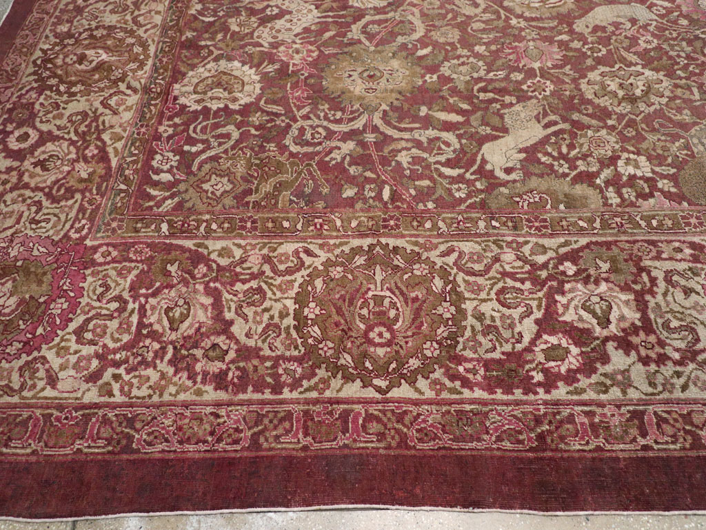 Antique Indian Agra Pictorial Oversize Carpet, No.23611 - Staging