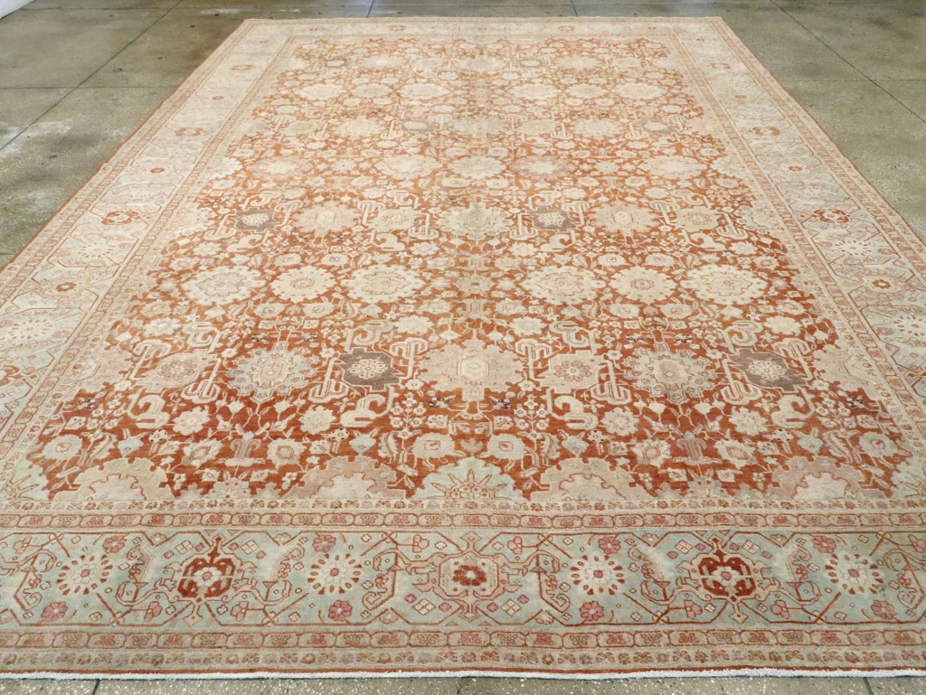 Antique Persian Tabriz Large Room Size Carpet, No.23620 - Staging