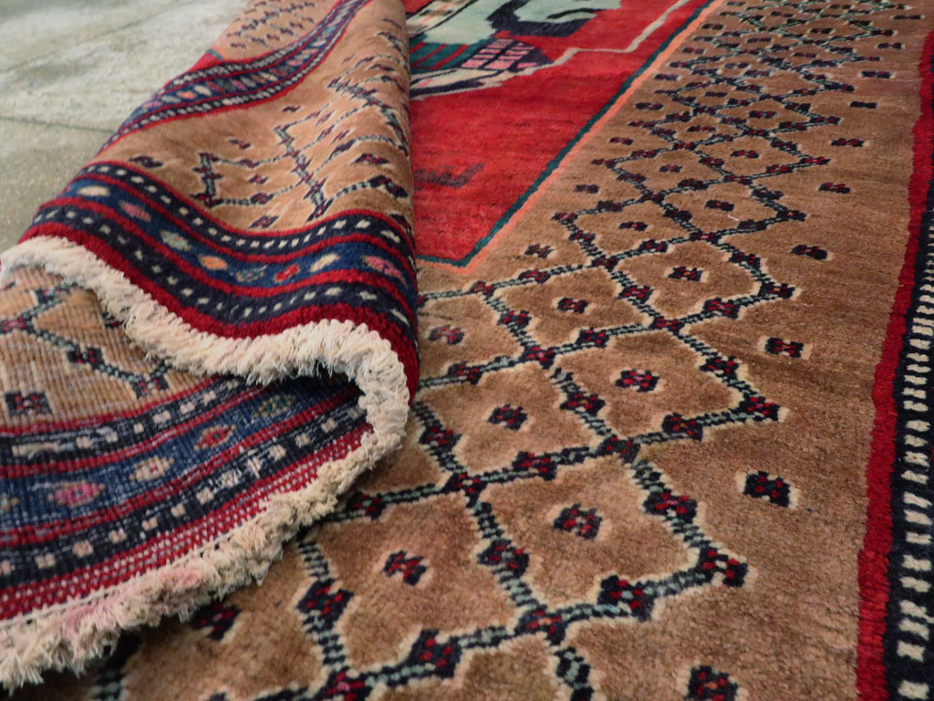 Vintage Persian Hamadan Pictorial Rug, No.23635 - Staging
