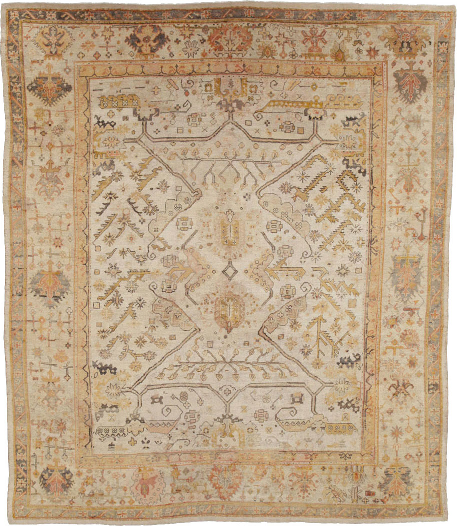 Antique Turkish Oushak Carpet, No.23653 - Staging
