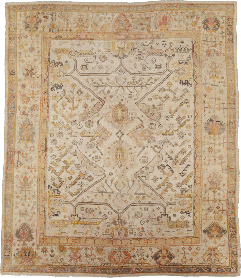 Antique Turkish Oushak Carpet, No.23653 - Staging