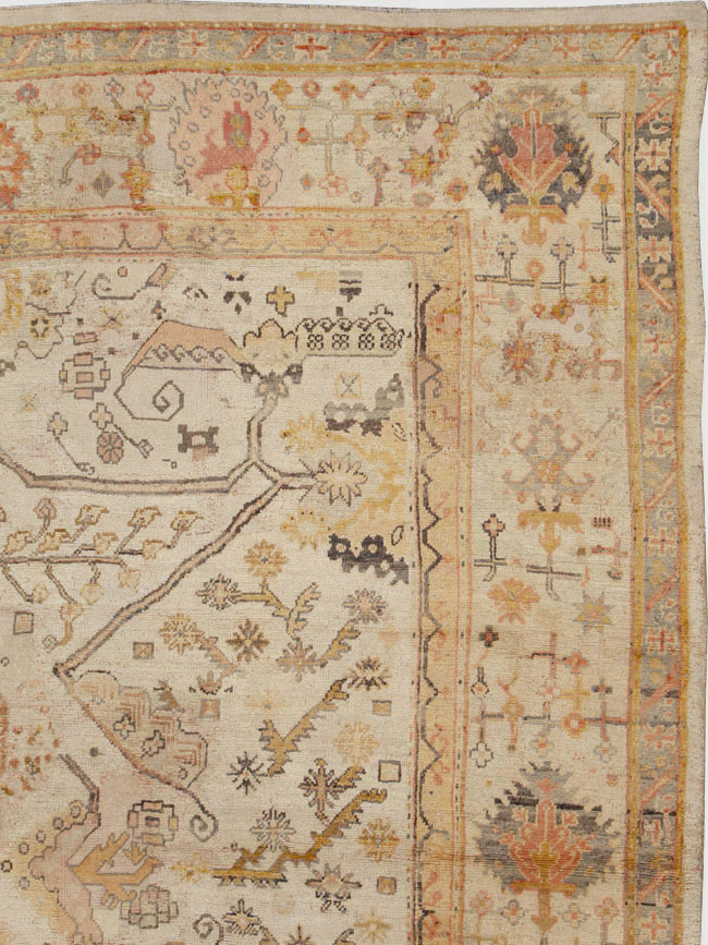 Antique Turkish Oushak Carpet, No.23653 - Staging