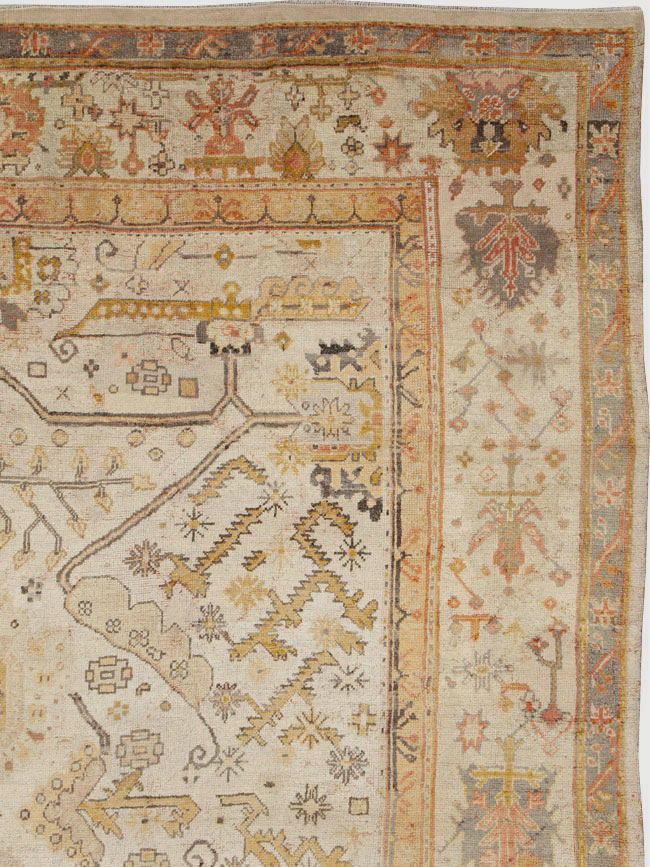 Antique Turkish Oushak Carpet, No.23653 - Staging