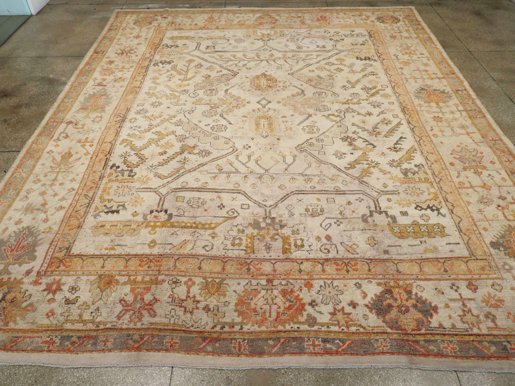 Antique Turkish Oushak Carpet, No.23653 - Staging