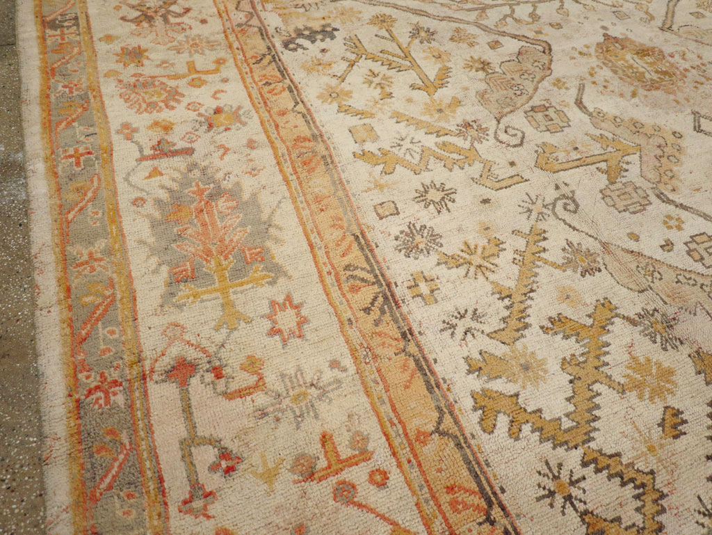 Antique Turkish Oushak Carpet, No.23653 - Staging