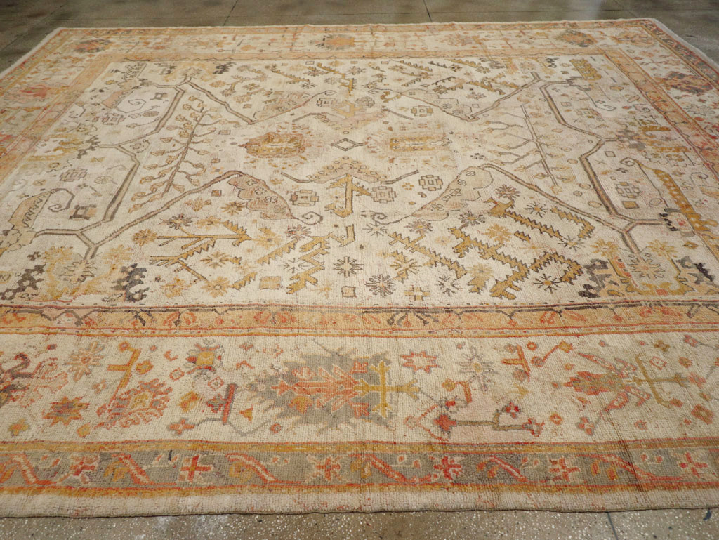 Antique Turkish Oushak Carpet, No.23653 - Staging