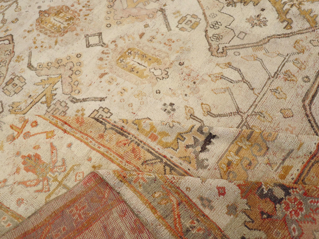 Antique Turkish Oushak Carpet, No.23653 - Staging