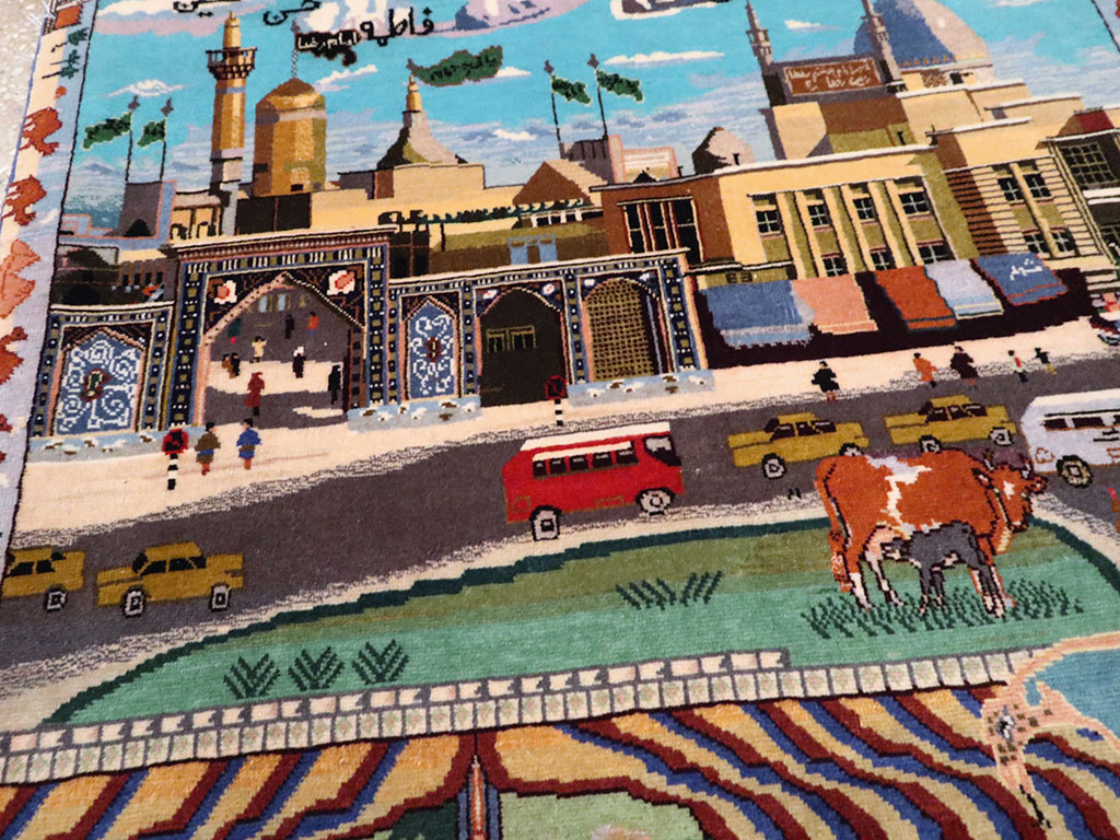 Vintage Persian Isfahan Pictorial Rug, No.23695 - Staging