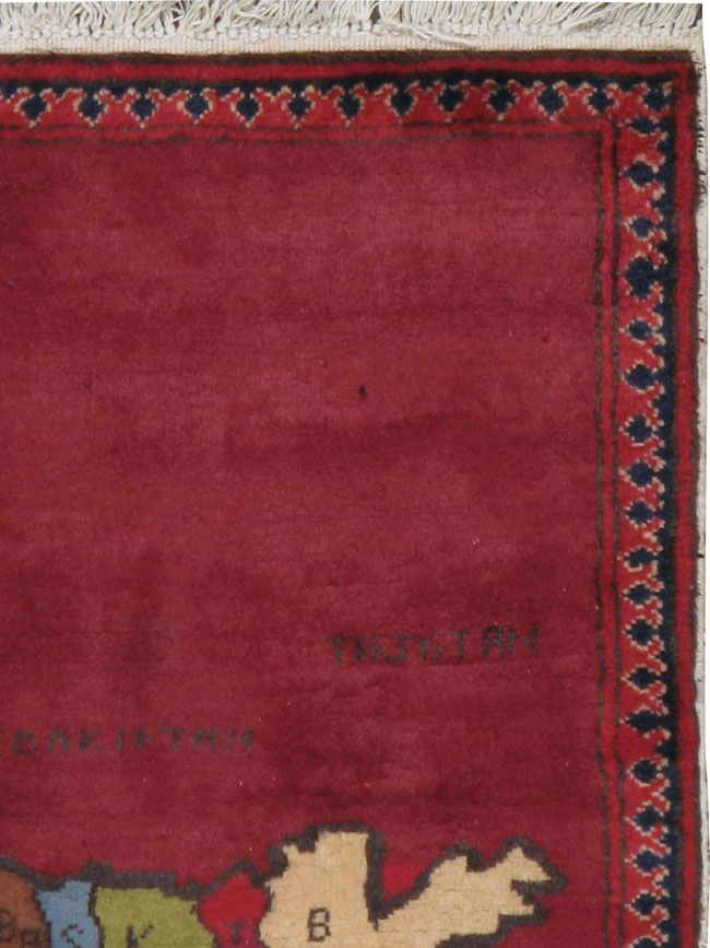 Vintage Afghan Pictorial Map Rug, No.23702 - Staging