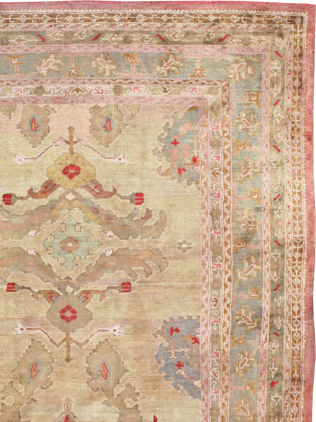 Antique Turkish Oushak Carpet, No.23706 - Staging