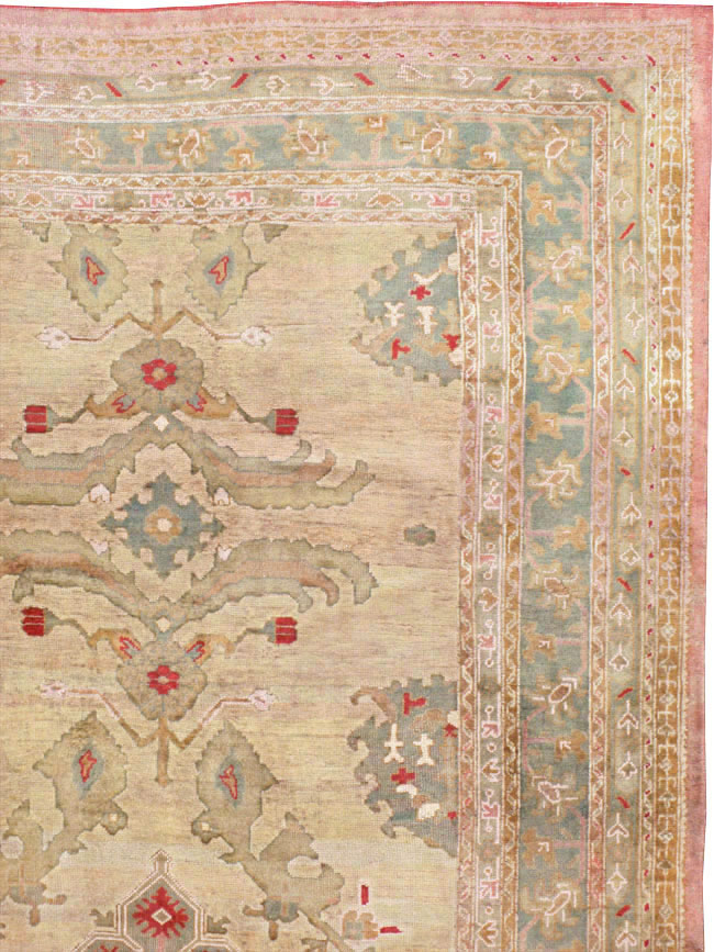 Antique Turkish Oushak Carpet, No.23706 - Staging