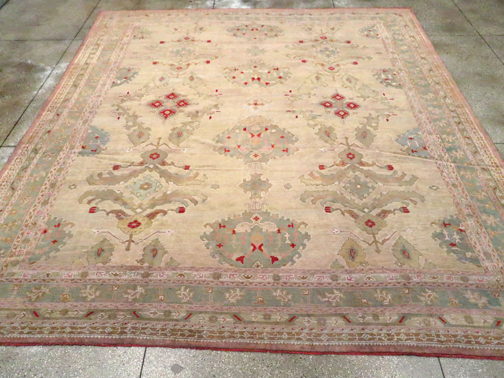 Antique Turkish Oushak Carpet, No.23706 - Staging