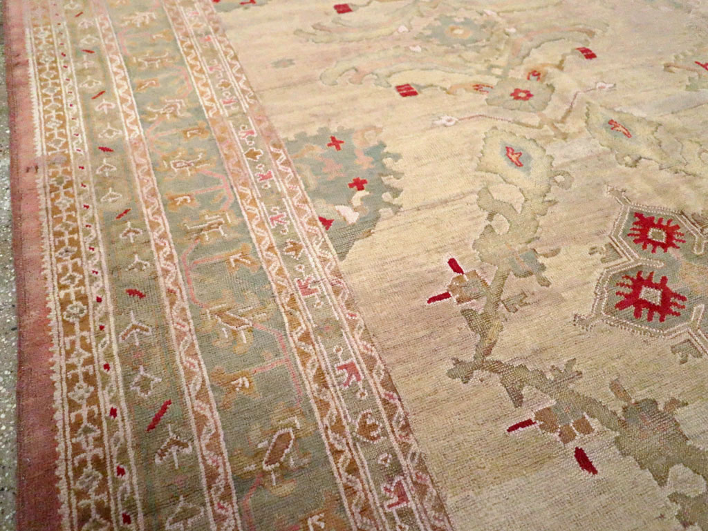 Antique Turkish Oushak Carpet, No.23706 - Staging