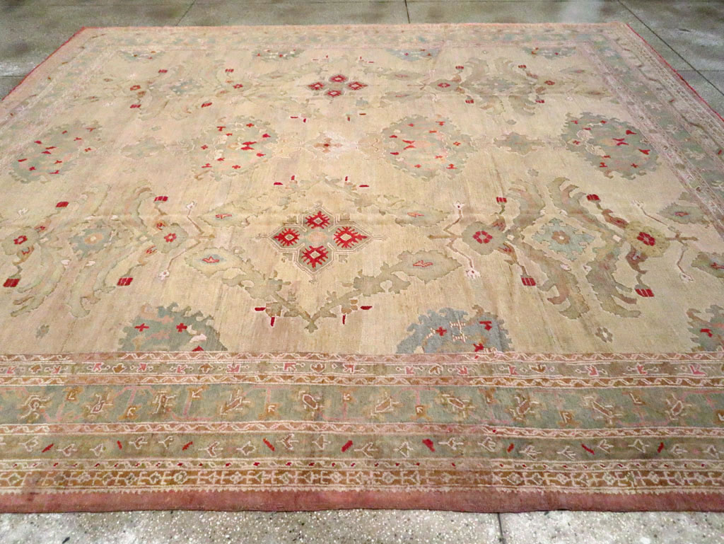 Antique Turkish Oushak Carpet, No.23706 - Staging