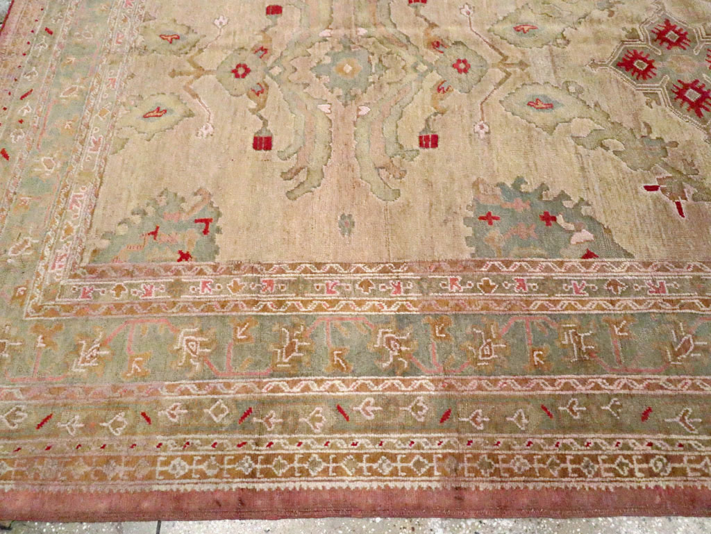 Antique Turkish Oushak Carpet, No.23706 - Staging