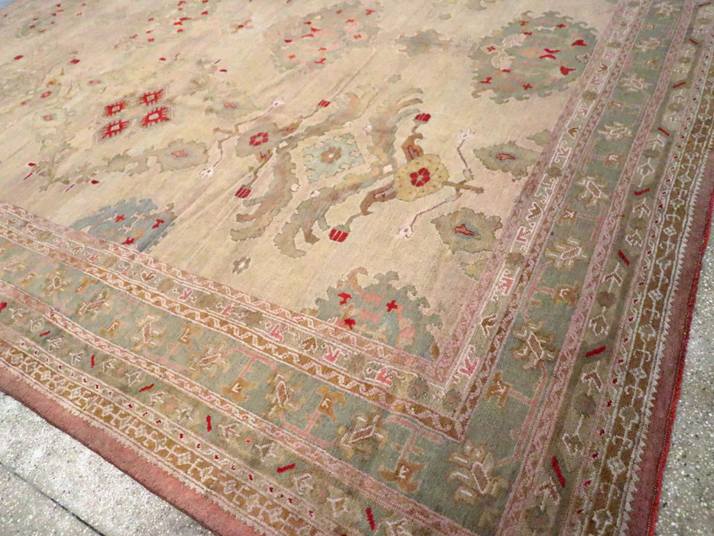 Antique Turkish Oushak Carpet, No.23706 - Staging