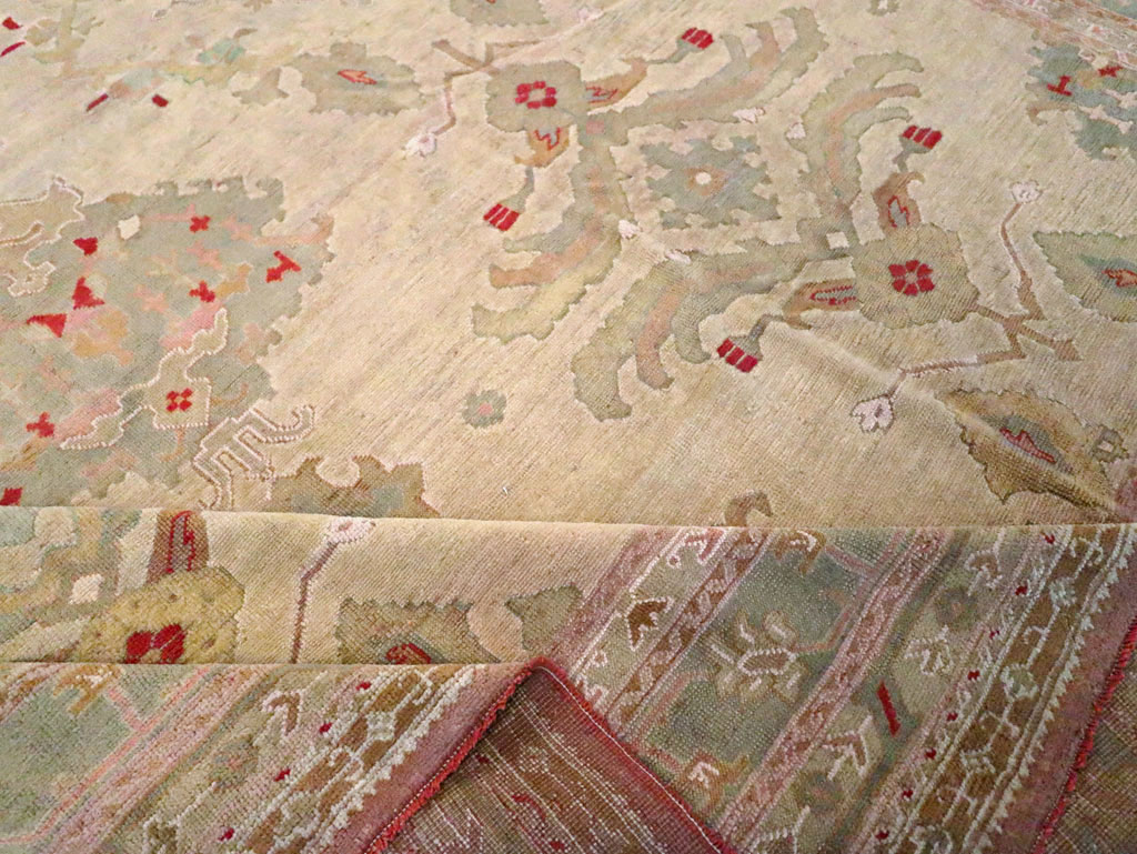 Antique Turkish Oushak Carpet, No.23706 - Staging