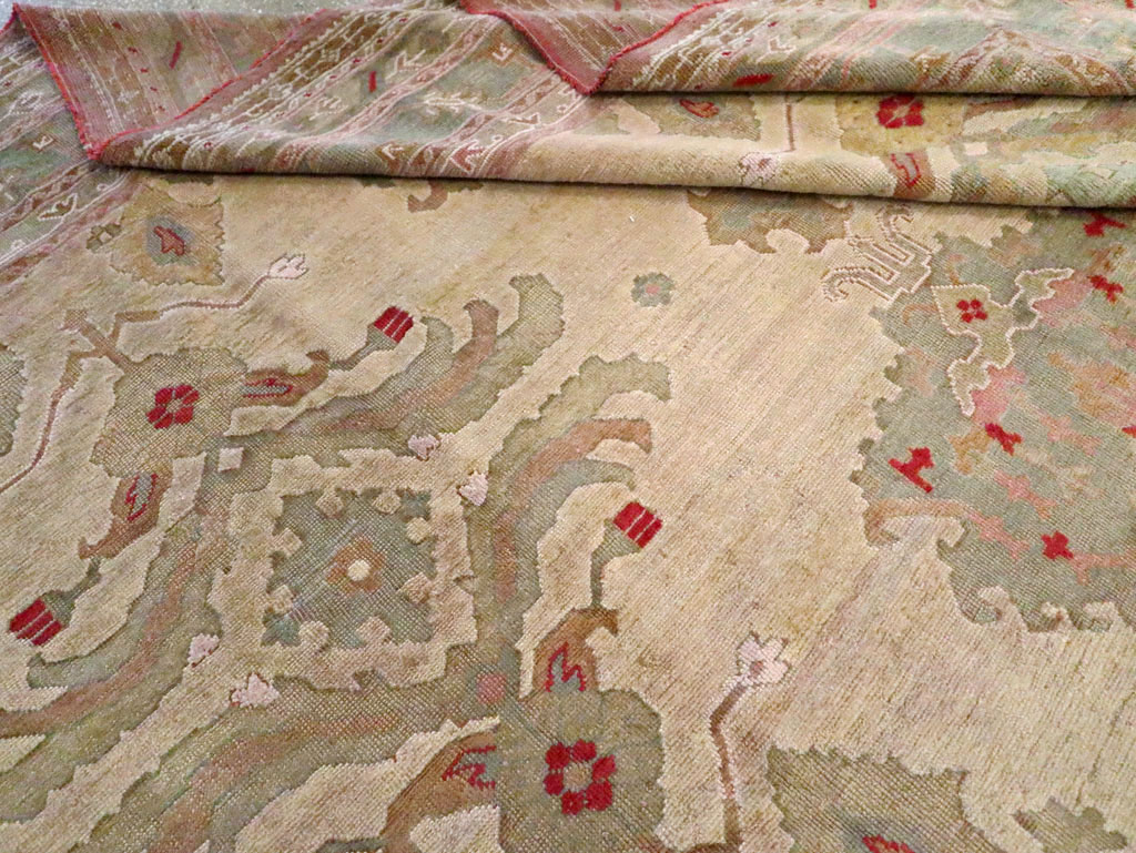 Antique Turkish Oushak Carpet, No.23706 - Staging