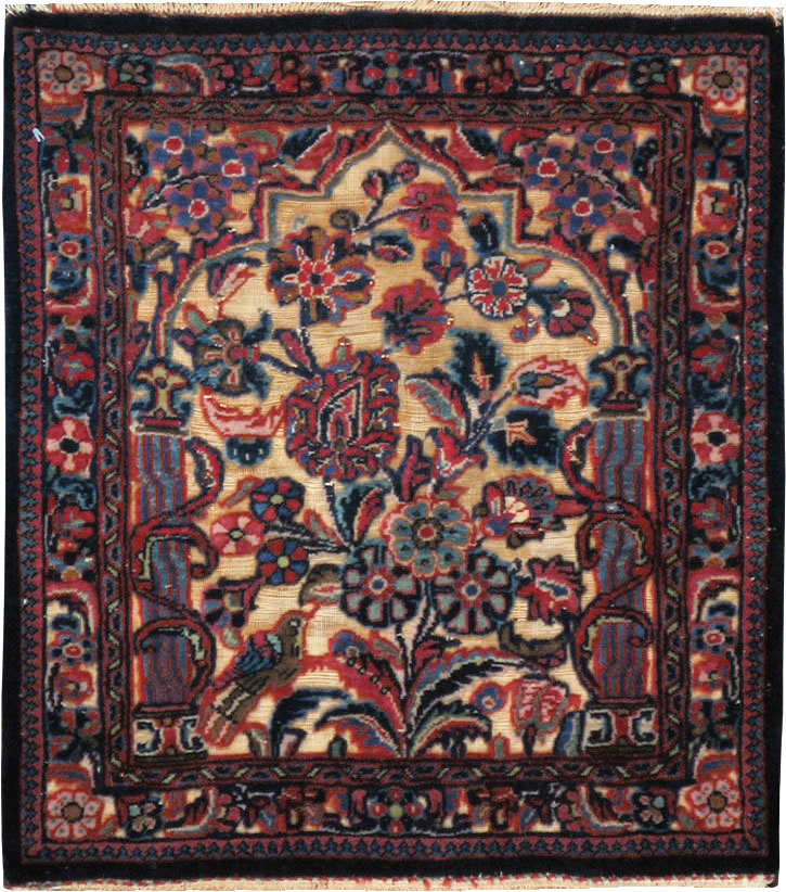 Vintage Persian Kashan Square Rug, No.23720 - Staging