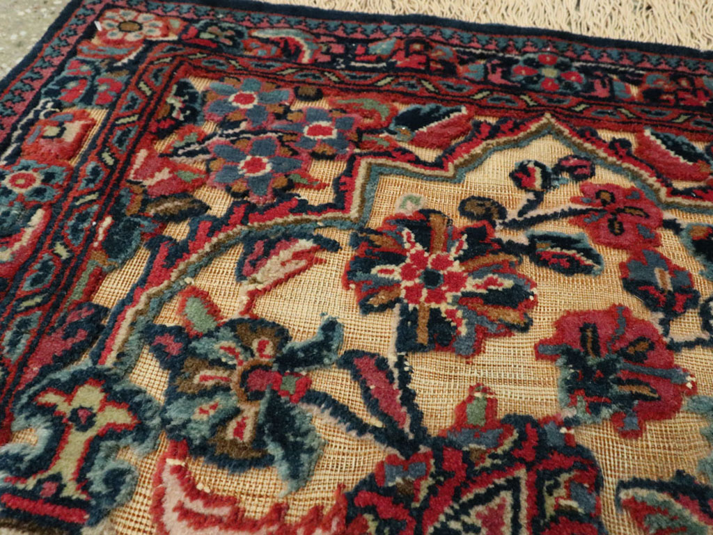Vintage Persian Kashan Square Rug, No.23720 - Staging
