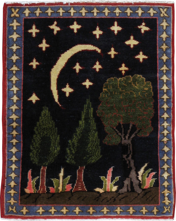 Vintage Persian Tabriz Pictorial Rug (Pair: 1 of 2), No.23727 - Staging