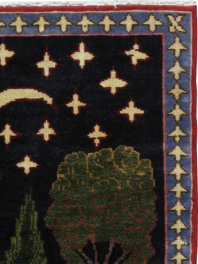 Vintage Persian Tabriz Pictorial Rug (Pair: 1 of 2), No.23727 - Staging