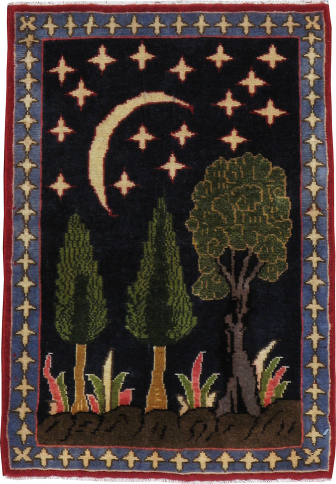 Vintage Persian Tabriz Pictorial Rug (Pair: 2 of 2), No.23728 - Staging