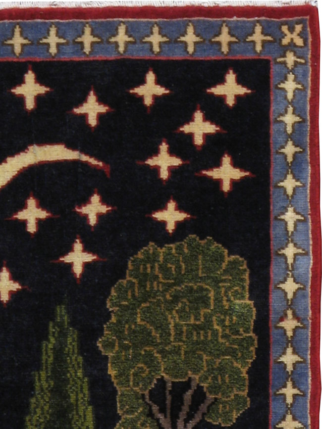 Vintage Persian Tabriz Pictorial Rug (Pair: 2 of 2), No.23728 - Staging