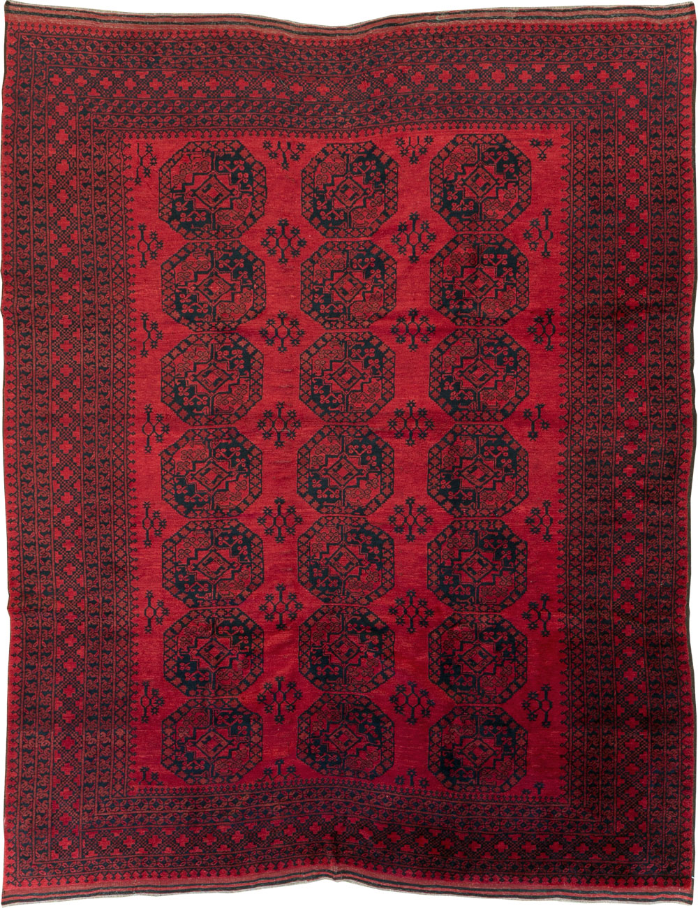 Vintage Central Asian Bokhara Room Size Carpet, No.23750 - Staging