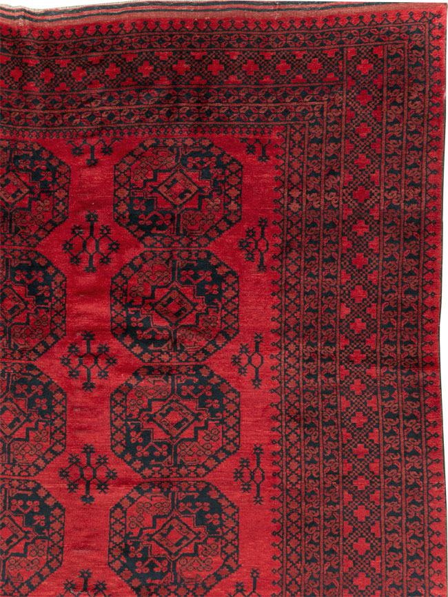 Vintage Central Asian Bokhara Room Size Carpet, No.23750 - Staging