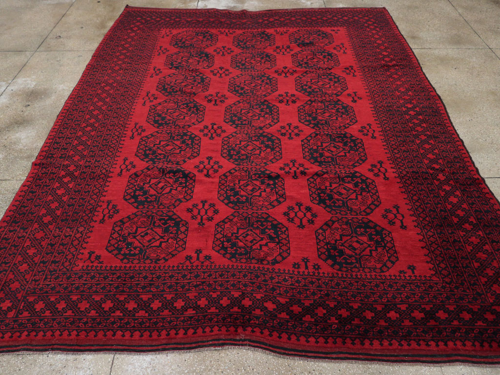 Vintage Central Asian Bokhara Room Size Carpet, No.23750 - Staging