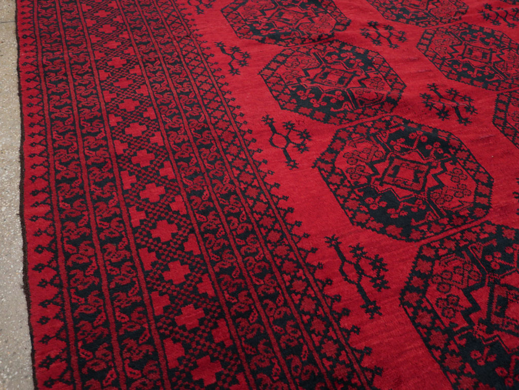 Vintage Central Asian Bokhara Room Size Carpet, No.23750 - Staging