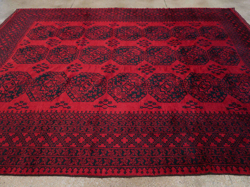 Vintage Central Asian Bokhara Room Size Carpet, No.23750 - Staging