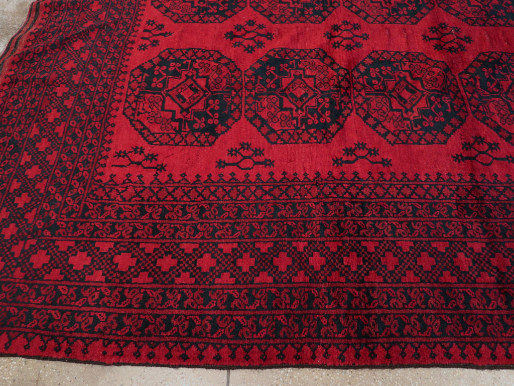 Vintage Central Asian Bokhara Room Size Carpet, No.23750 - Staging